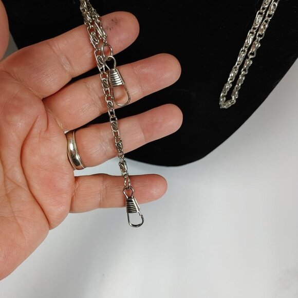 Vintage Pocket Watch Chain Extra Long 48" Silvertone stainless steel - Picture 4 of 4